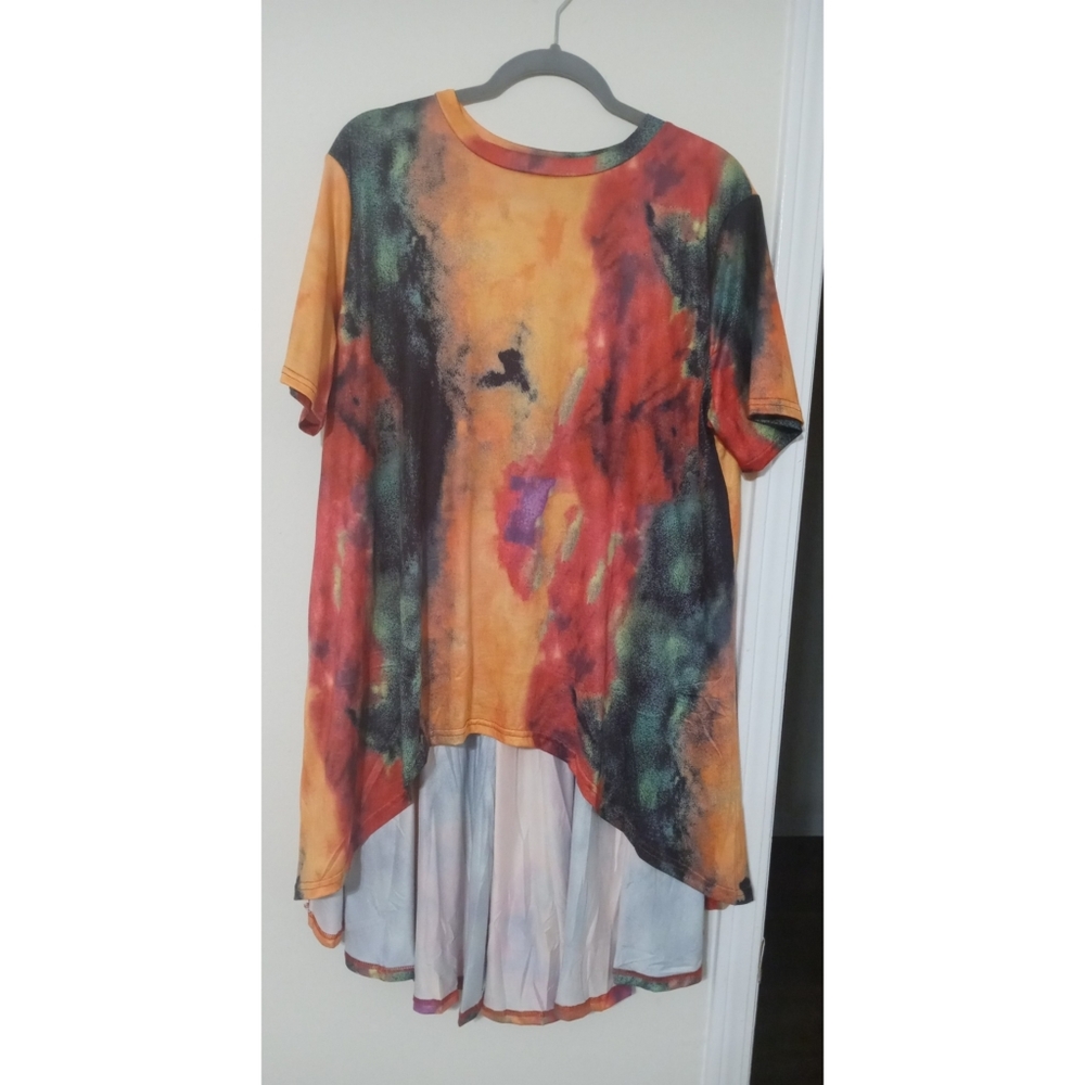 Plus Size High Low Ruffle Back Top Size 2X